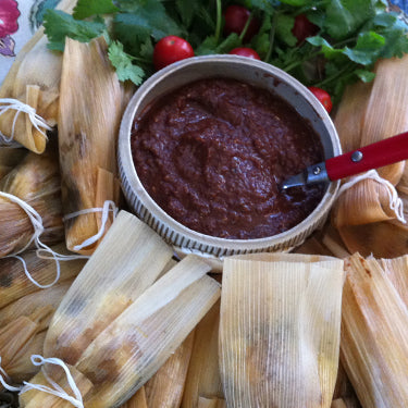 Image of Holiday Tamales with Mole Sauce
