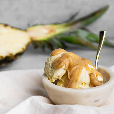 Elefante Green Gold™ Pineapple Ice Cream with  Pineapple-Caramel Sauce