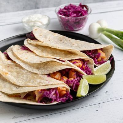 Image of “Veracruz Style” Shrimp Tacos with Pickled Red Cabbage
