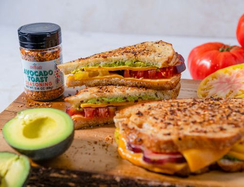 Avocado Toast Seasoning Crusted Grilled Tomato and Cheese Sandwich