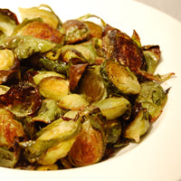 Image of Crispy, Oven Roasted Brussels Sprouts Tossed with Hazelnut Oil