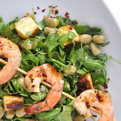 Image of Grilled Shrimp, Fava Bean & Roasted Parsnip Salad