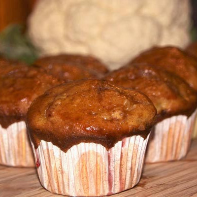 Image of Holiday Cauliflower and Pumpkin Pie Spice Muffins