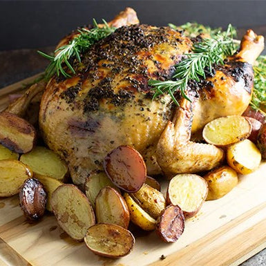 Image of Roasted Honey Glazed Chicken with Lemon-Sage Butter and Creamer Potatoes