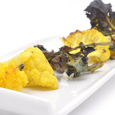 Image of Roasted Kale Sprouts and Cauliflower with Hatch Chile and Fresh Turmeric
