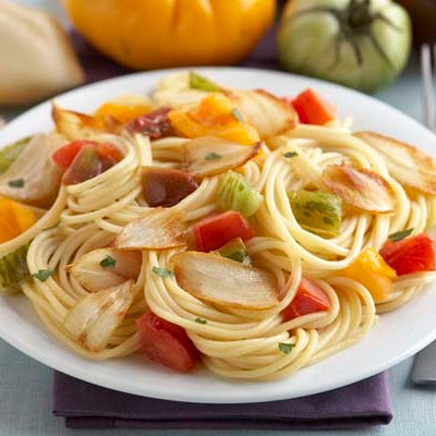 Image of Super Colossal Garlic Buttered Noodles with Heirloom Tomatoes