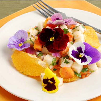 Image of Orange and Jicama Salad with Edible Flowers