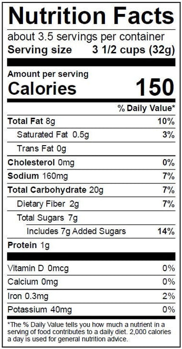 Image of  3 packages (3 Ounces each) Sweet Habanero Popcorn Nutrition Facts Panel