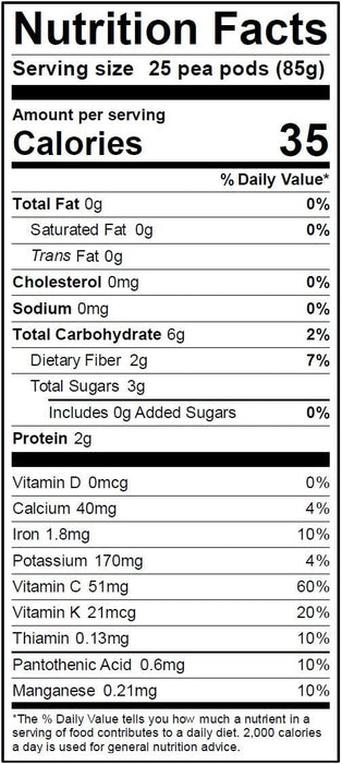Image of Sno Peas Nutrition Facts Panel