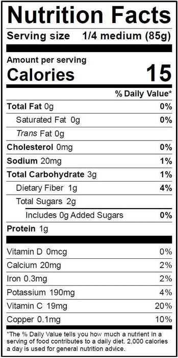 Image of  Daikon Nutrition Facts Panel