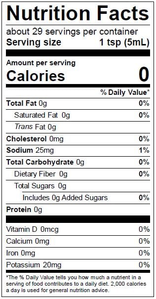 Image of  Green Hatch Hot Sauce Nutrition Facts Panel