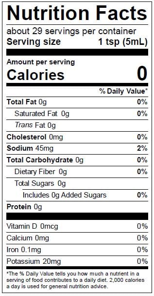 Image of  Red Hatch Hot Sauce Nutrition Facts Panel