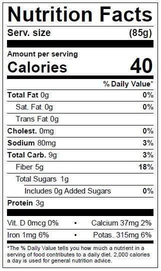 Image of  Baby Artichokes Nutrition Facts Panel
