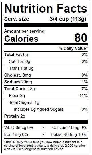 Image of  Baby Ruby Gold® Potatoes Nutrition Facts Panel