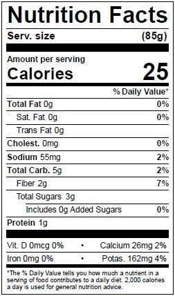Image of  Baby Turnips Nutrition Facts Panel