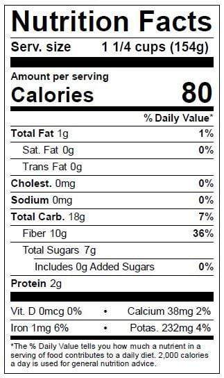 Image of  Black Raspberries Nutrition Facts Panel