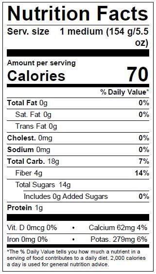 Image of  Cara Cara Oranges Nutrition Facts Panel