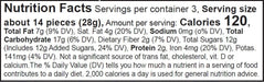 Image of  Chocolate Covered Espresso Beans Nutrition Facts Panel