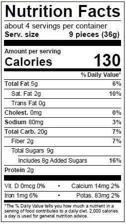 Image of  Clean Snax<sup>®</sup> Case - Coconut Ginger Turmeric Nutrition Facts Panel