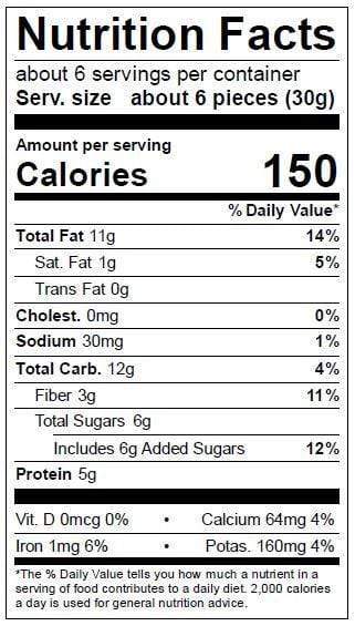 Image of  Clean Snax<sup>®</sup> Case - Cranberry Nutrition Facts Panel