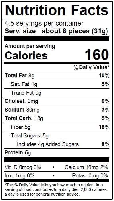 Image of  Clean Snax<sup>®</sup> Case - Peanut Butter Nutrition Facts Panel