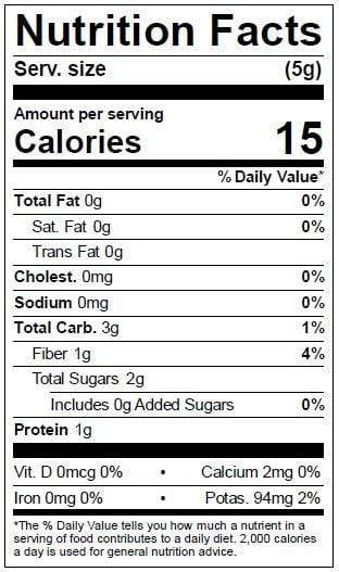 Image of  Dried Chipotle Peppers (Chile Chipotle - Don Enrique<sup>®</sup> Brand) Nutrition Facts Panel