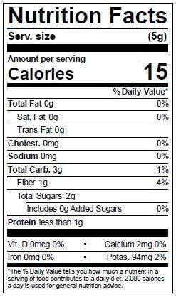 Image of  Dried Trinidad Scorpion Peppers Nutrition Facts Panel