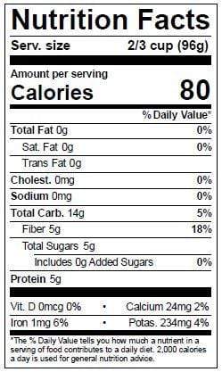Image of  English Peas Nutrition Facts Panel