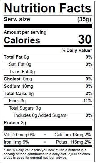 Image of  Fava Beans Nutrition Facts Panel