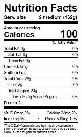 Image of  Golden Kiwi Nutrition Facts Panel