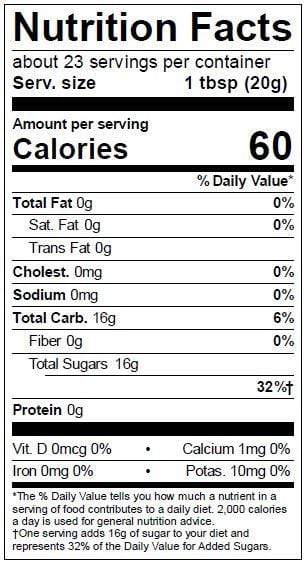 Image of  Honeycomb Nutrition Facts Panel