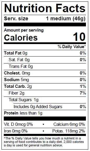 Image of  Hungarian Wax Peppers Nutrition Facts Panel