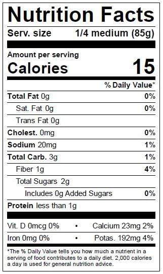 Image of  Lo Bok Nutrition Facts Panel