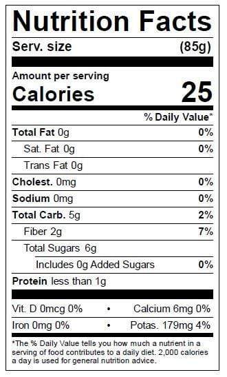 Image of  Manzano Peppers Nutrition Facts Panel