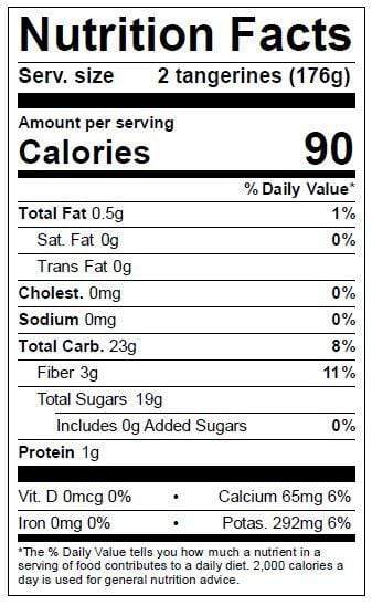 Image of  Murcott Tangerines Nutrition Facts Panel