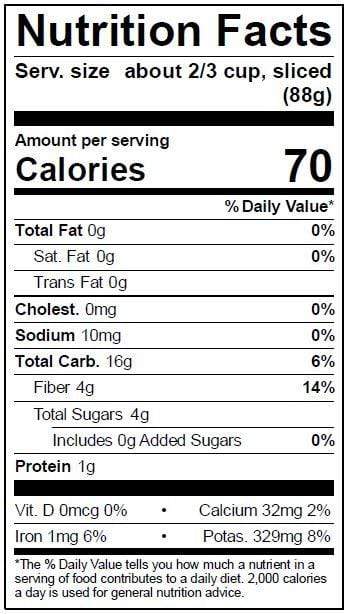 Image of  Parsnips Nutrition Facts Panel