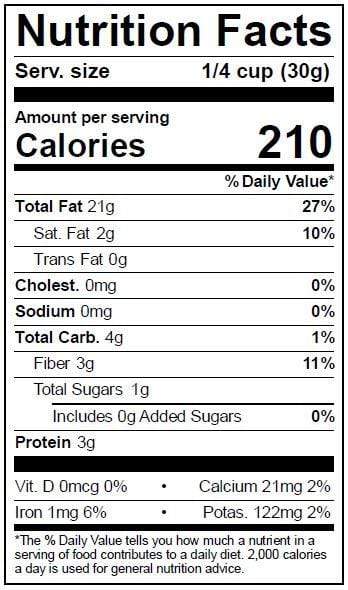 Image of  Pecan / Nuez Pecan (Don Enrique<sup>®</sup> Brand) Nutrition Facts Panel