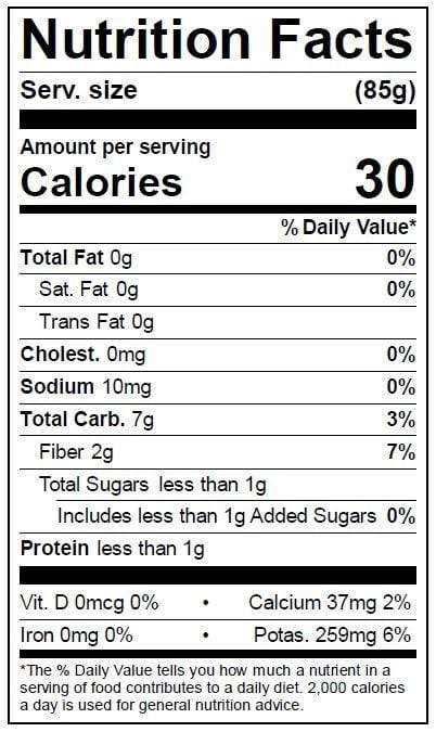 Image of  Rutabaga Nutrition Facts Panel