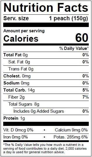 Image of  Saturn Peaches Nutrition Facts Panel