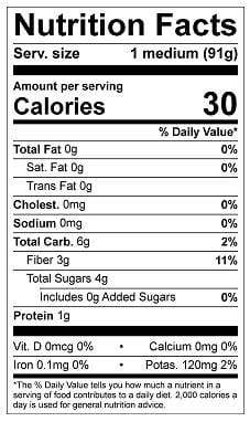 Image of  Starfruit Nutrition Facts Panel
