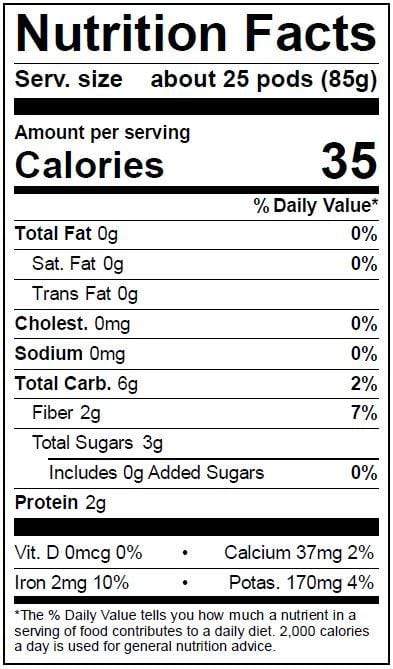 Image of  Sugar Snap Peas Nutrition Facts Panel