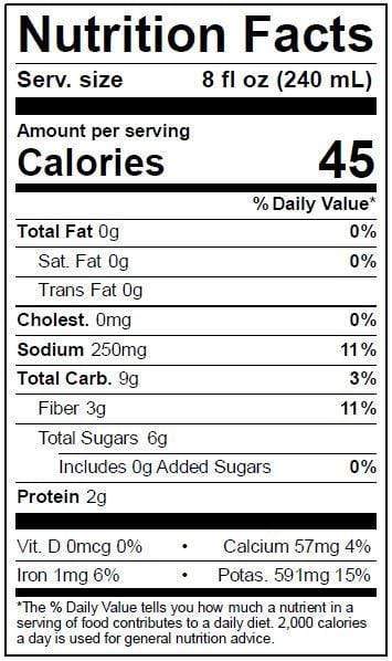 Image of  Sweet Young Coconut Nutrition Facts Panel