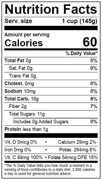 Image of  Tai Nung Papaya Nutrition Facts Panel