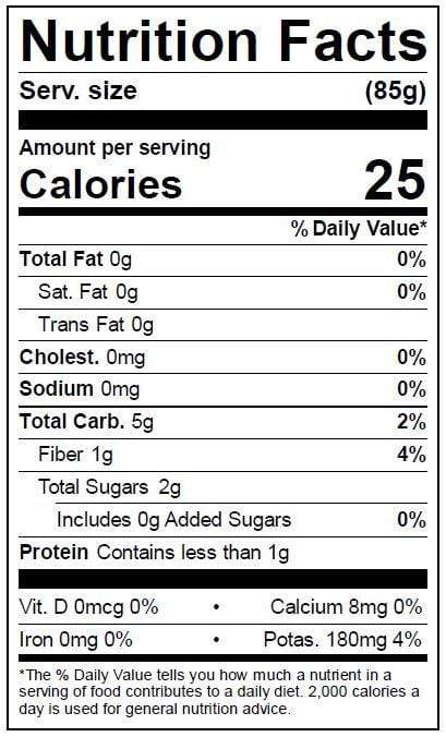 Image of  Veggie Sweet Mini Peppers Nutrition Facts Panel
