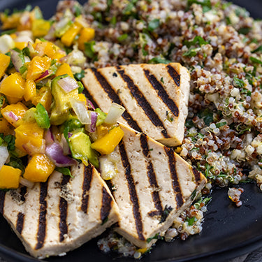 Image of Marinated Grilled Tofu with Quinoa and Salsa