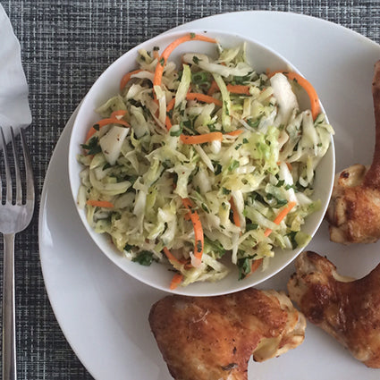Jalapeño-Brined Air Fryer Chicken Wings with Northern Carolina-Style Coleslaw
