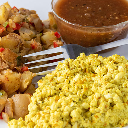 Hatch Pepper Hash and Savory Soy Scramble