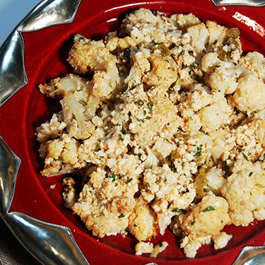 Image of Greek-Style Roasted Garlic Cauliflower with Feta Cheese Crust