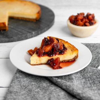 Image of Holiday Cheesecake with Mulled Wine Poached Fruit