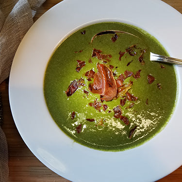 Image of Cream of Spinach Soup with Crispy Prosciutto